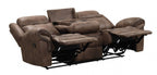 NX6001BR-2PC 2 pc Agata brown leather like fabric sofa and love seat recliner ends with cup console