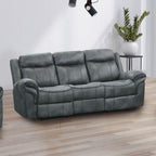 NX6001DG-2PC 2 pc Agata dark grey leather like fabric sofa and love seat recliner ends with cup console