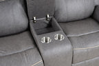 NX6001WG-2PC 2 pc Agata warm grey leather like fabric sofa and love seat recliner ends with cup console
