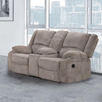 NX6003GY-2PC 2 pc Cosimo mocha chenille fabric sofa and love seat recliner ends with cup console