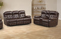 NX6004BR-2PC 2 pc Osias brown leatherette sofa and love seat recliner ends with cup console