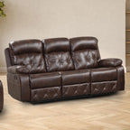 NX6004BR-2PC 2 pc Osias brown leatherette sofa and love seat recliner ends with cup console
