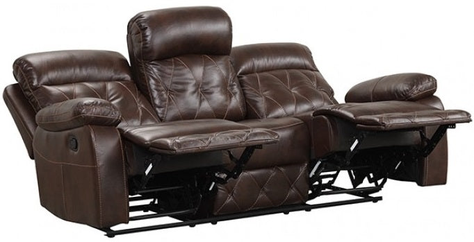 NX6004BR-2PC 2 pc Osias brown leatherette sofa and love seat recliner ends with cup console