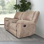 NX6011BR-2PC 2 pc Jambi light brown breathable leather sofa and love seat recliner ends with cup console