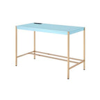 Acme OF00023 Everyly quinn brahmjot light blue finish wood top and gold metal finish frame office student writing desk