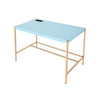Acme OF00023 Everyly quinn brahmjot light blue finish wood top and gold metal finish frame office student writing desk