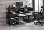 Acme OF00987 Inbox zero denah Megara black finish metal frame black finish wood gaming table station music studio desk