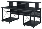 Acme OF00987 Inbox zero denah Megara black finish metal frame black finish wood gaming table station music studio desk
