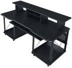 Acme OF00987 Inbox zero denah Megara black finish metal frame black finish wood gaming table station music studio desk