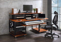 Acme OF00988 Inbox zero denah Megara black finish metal frame cherry finish wood gaming table station music studio desk