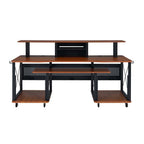 Acme OF00988 Inbox zero denah Megara black finish metal frame cherry finish wood gaming table station music studio desk