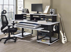Acme OF00995 Inbox zero denah Megara black finish metal frame white finish wood gaming table station music studio desk