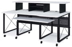 Acme OF00995 Inbox zero denah Megara black finish metal frame white finish wood gaming table station music studio desk