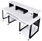Acme OF00995 Inbox zero denah Megara black finish metal frame white finish wood gaming table station music studio desk