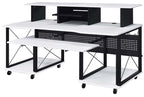 Acme OF00995 Inbox zero denah Megara black finish metal frame white finish wood gaming table station music studio desk