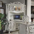 Acme OF01717 2 pc Dresden Bone white finish wood detailed carvings ornate office Hutch and credenza desk