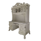 Acme OF01717 2 pc Dresden Bone white finish wood detailed carvings ornate office Hutch and credenza desk