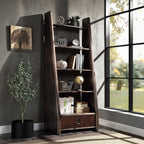 Acme OF02405 Brancaster aluminum metal frame with top grain leather inserts bookcase
