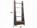 Acme OF02405 Brancaster aluminum metal frame with top grain leather inserts bookcase