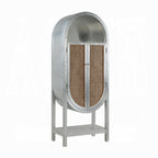 Acme OF02406 Brancaster ogden aluminum metal frame with rattan insert doors bookcase