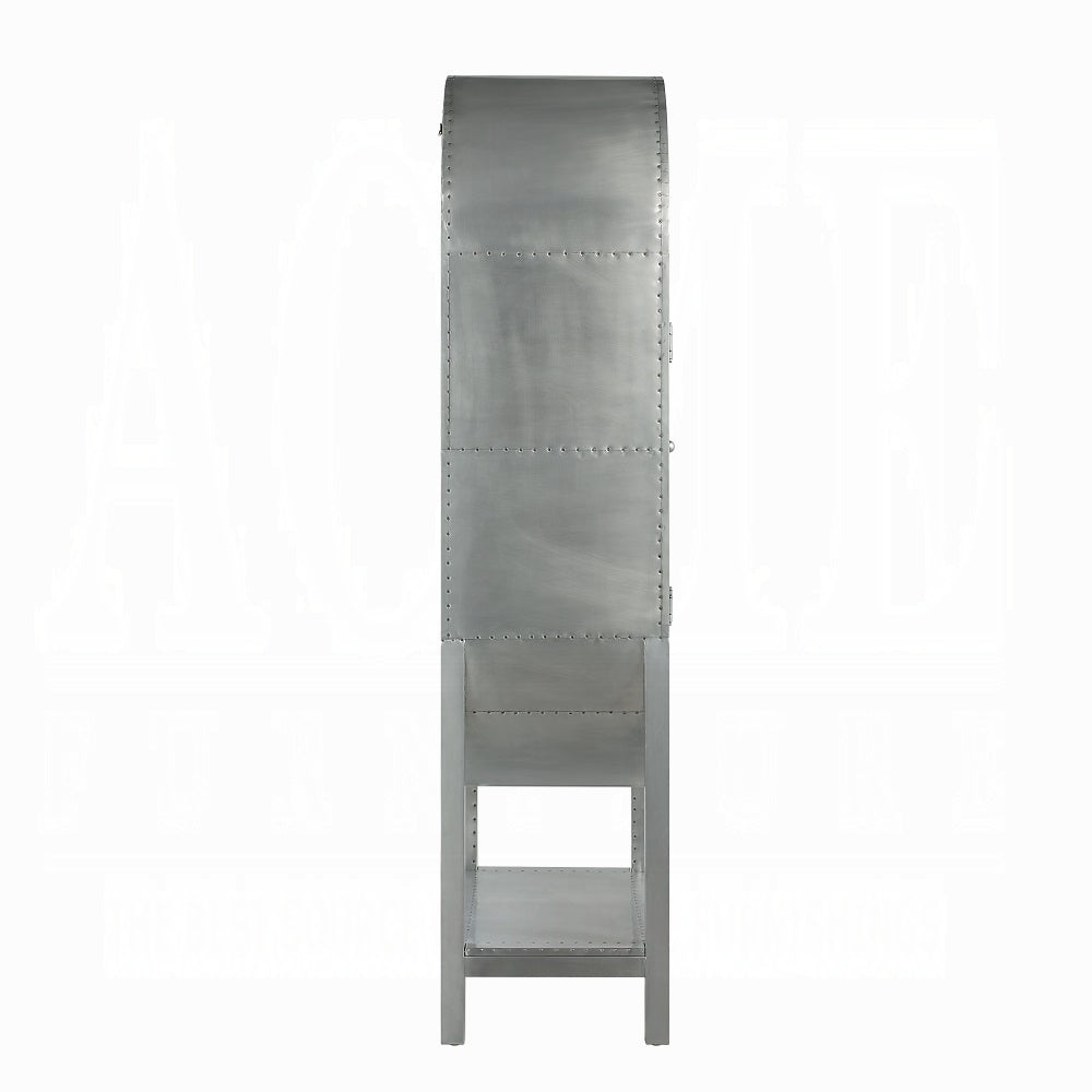 Acme OF02406 Brancaster ogden aluminum metal frame with rattan insert doors bookcase