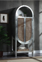 Acme OF02406 Brancaster ogden aluminum metal frame with rattan insert doors bookcase