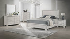 Crown mark B9230 4 pc Charlie rich lusterous off white finish wood silver metal accents finish modern style queen bedroom set