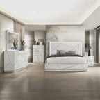 Esther White & Silver High Gloss Finish Wood Modern Bedroom Set with LED Accents – BD05882-4PC