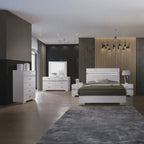 Naima II White High Gloss Finish Wood 4-Piece Queen Bedroom Set with Sparkling Acrylic Panel – 26770Q