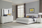 Coaster Felicity III 4-Piece Glossy White & Chrome Queen Bedroom Set with LED Headboard – 203500Q-S4