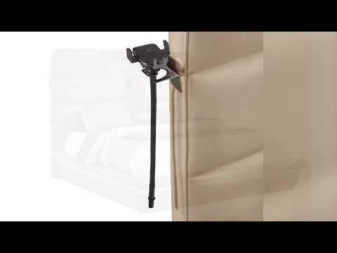 Futura grey faux leather modern Queen bed with LED lighting wireless charging and nightlights