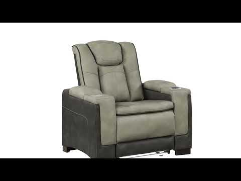 2 pc Bruno two tone grey faux leather power motion sofa and love seat with USB charging, LEDS , cup holders bluetooth speakers