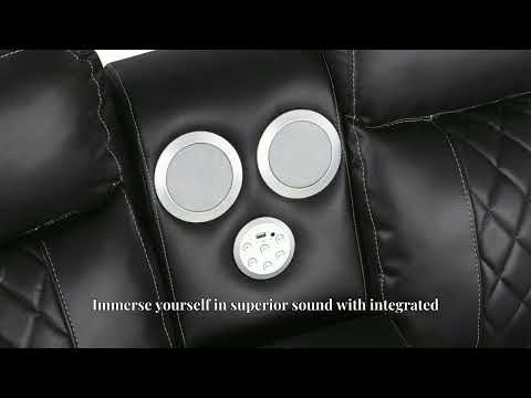 3 pc Lacrosse grey faux leather power motion sectional sofa with LED , USB charging, cup holders Bluetooth speakers