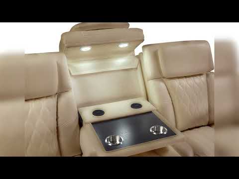 2 pc Electra caramel faux leather power motion sofa and love seat with massagers and LED , wireless charging, LEDS , cup holders