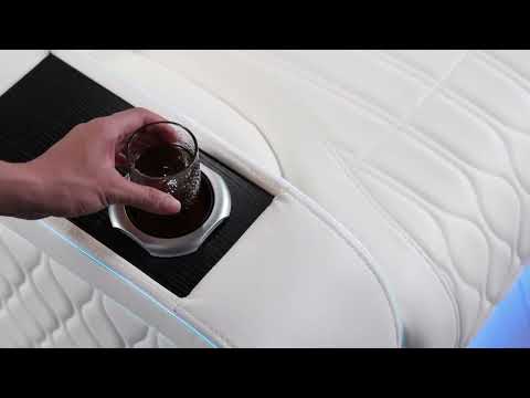 3 pc Electra white faux leather power motion sectional sofa with massagers and LED , USB charging, LEDS , cup holders