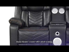 Challenger Grey Faux Leather 2-Piece Power Motion Sofa and Love Seat with USB, LED & Bluetooth – Matrix