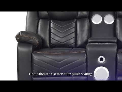 2 pc Challenger grey faux leather power motion sofa and love seat with USB charging, LEDS , cup holders bluetooth speakers