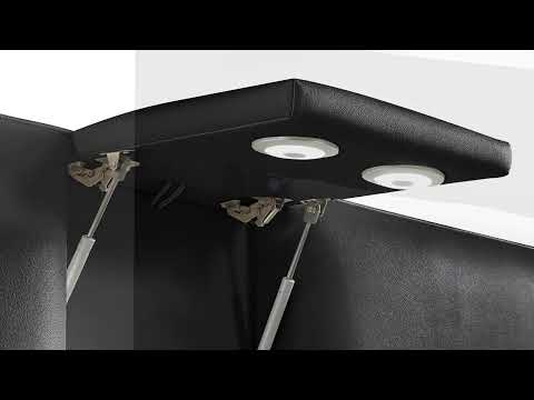 Futura Black Faux Leather Modern Queen Bed with LED Lighting, Wireless Charging & Nightlights – Matrix