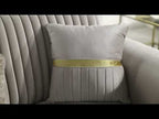 Antigua Taupe Fabric 2-Piece Sofa and Love Seat Set with Geometric Pattern Arms & Gold Trim – Matrix