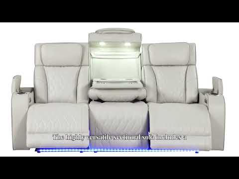 2 pc Fortuner ice faux leather power motion sofa and love seat with massagers , wireless charging, LEDS , cup holders