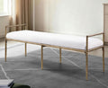 Best Master 58" Cloud White Cushion Bedroom Entry Bench with Gold Metal Twig-Style Legs and Arms – RC700CB