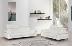 Global United 727WH-2PC 2 pc Orren ellis luigi divanitalia white italian leather sofa and love seat set