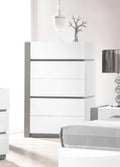 Best Master Seville-CH Seville modern style white and grey lacquer finish wood 5 drawer chest