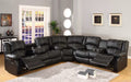 Mc Ferran SF3591-3PC 3 pc Red barrel studio black leather aire accented stitching and recliner ends sectional sofa