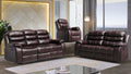 Mc-Ferran SF8006-2PC 2 pc townsend brown premium leather air reclining sofa and love seat set drop down table back on sofa