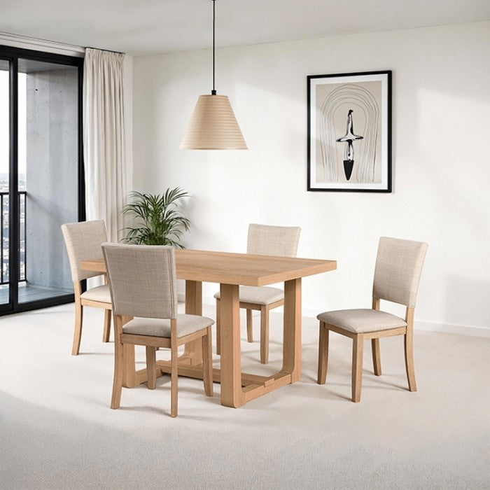 SL3405NT-5PC 5 pc Oberto natural finish wood 48" rectangular transitional dining table set