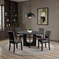 SL3406DG-5PC 5 pc Oberto dark grey finish wood 47" round mid-century modern dining table set