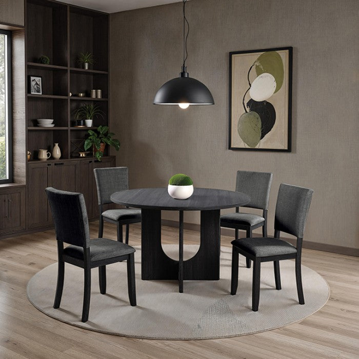 SL3406DG-5PC 5 pc Oberto dark grey finish wood 47" round mid-century modern dining table set