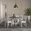 SL3406GY-5PC 5 pc Oberto two tone grey finish wood 47" round mid-century modern dining table set