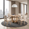 SL3406NT-5PC 5 pc Oberto natural finish wood 47" round mid-century modern dining table set